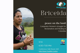 flyer for Briceida talk on women's struggle in Colombia